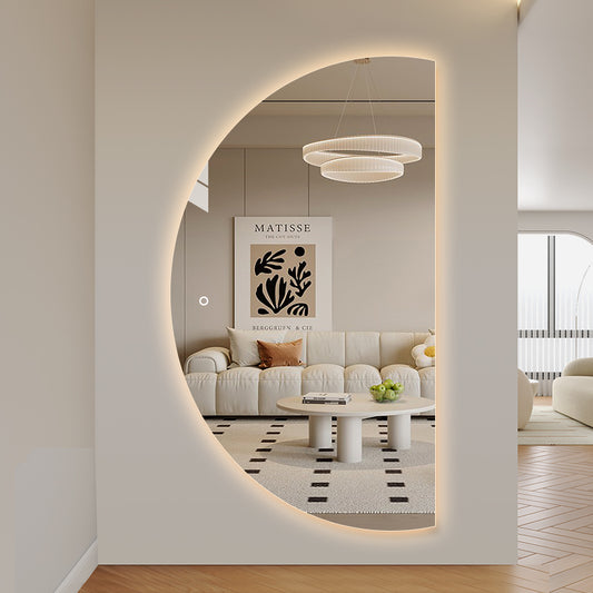 Halvcirkel spejl med LED-lys 100x180 cm (Venstrevendt)
