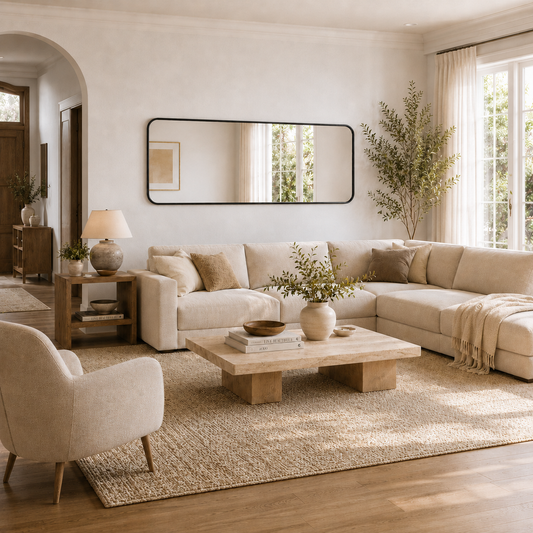 Stort Spejl 170x60 cm - Sort Ramme
