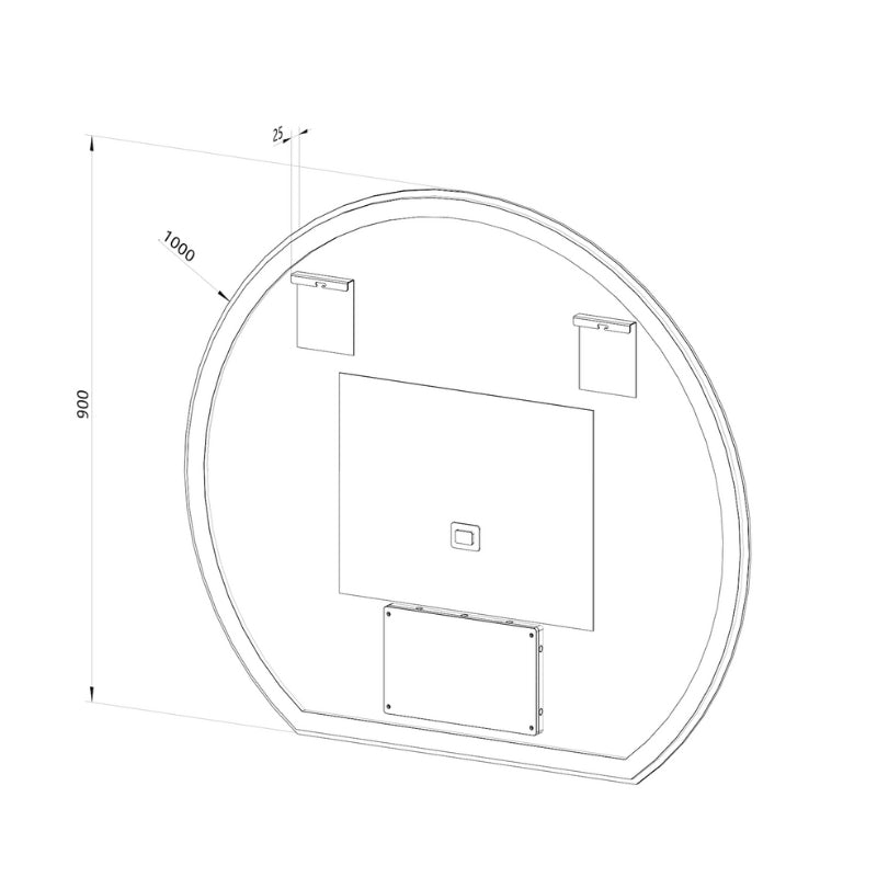Rundt spejl med LED-lys og Antidug Ø100 cm - Skåret