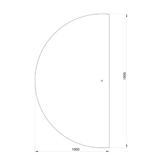 Halvcirkel spejl med LED-lys 100x180 cm (Venstrevendt)