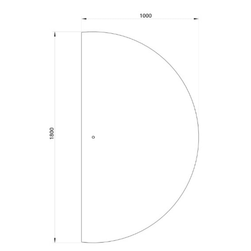 NYHED: Halvcirkel spejl med LED-lys 100x180 cm (Højrevendt)