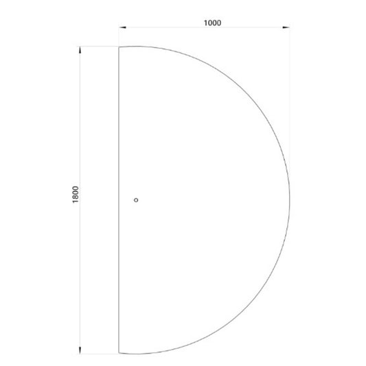 Halvcirkel spejl med LED-lys 100x180 cm (Højrevendt)