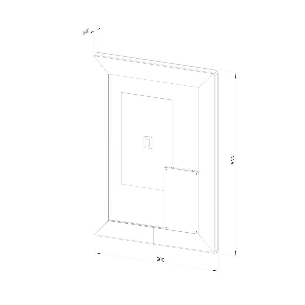 Firkantet Spejl med LED-lys (front + backlight) og Antidug 60x80 cm