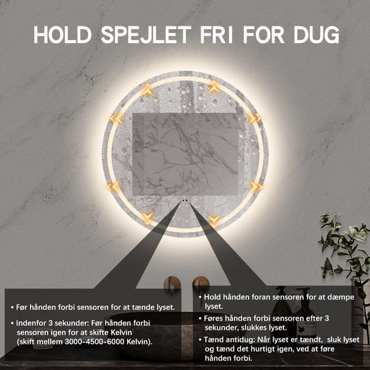 Rundt Spejl med Frontlight LED-lys og Antidug Ø60 cm