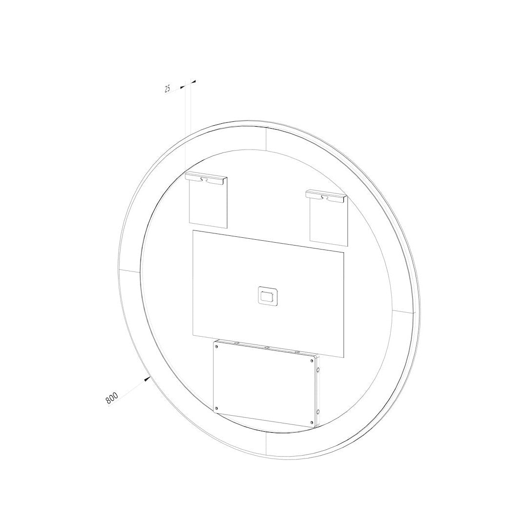 Rundt Spejl med LED-lys (front + backlight) og Antidug Ø80 cm