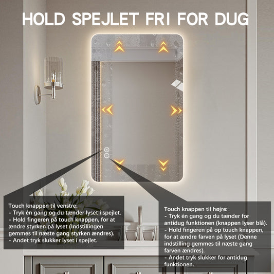 Rektangulært Spejl med LED-Lys og Antidug 50x80 cm