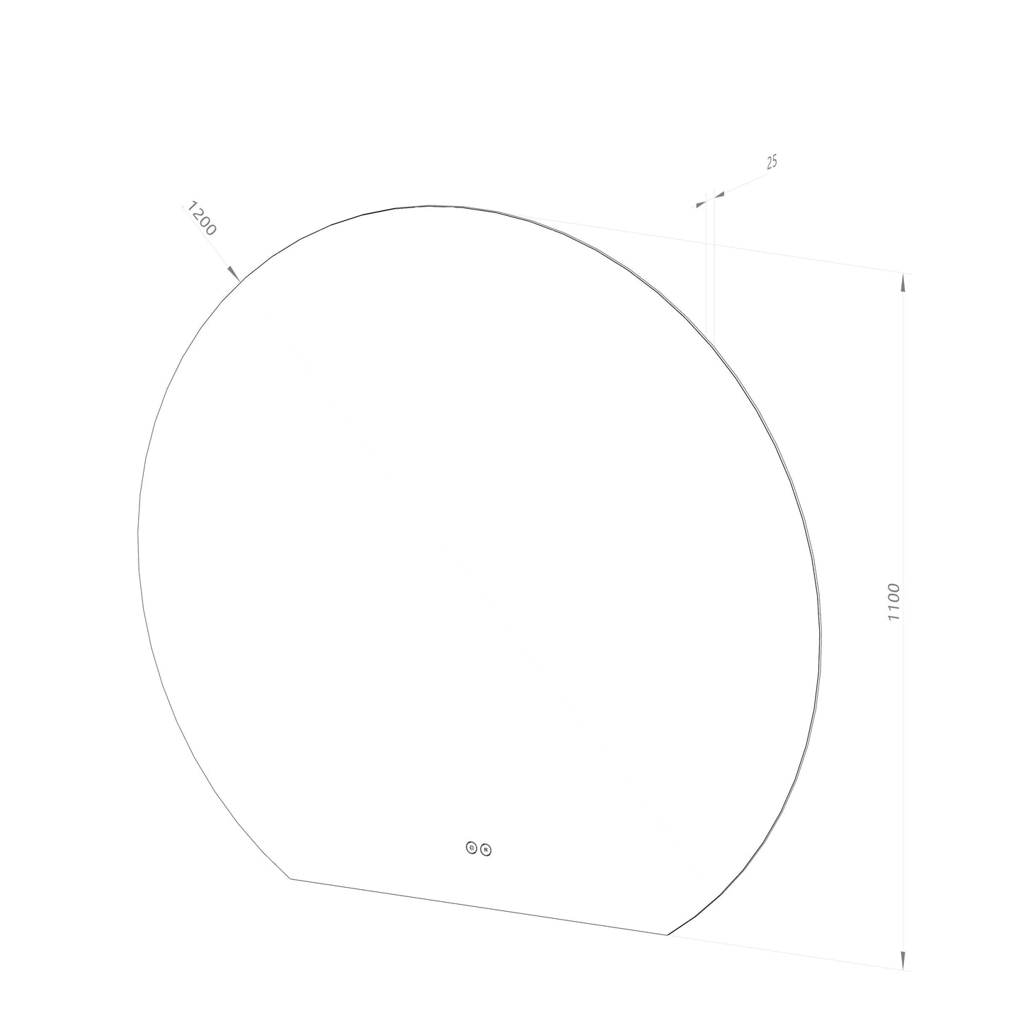 Rundt spejl med LED-lys og Antidug Ø120 cm - Skåret