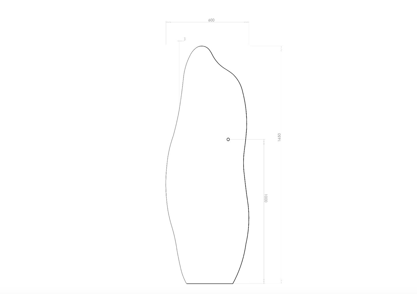 Organisk spejl 60x165 cm til værelse, entré, gang, soveværelse eller walk-in. Kan bruges rund i hele huset.