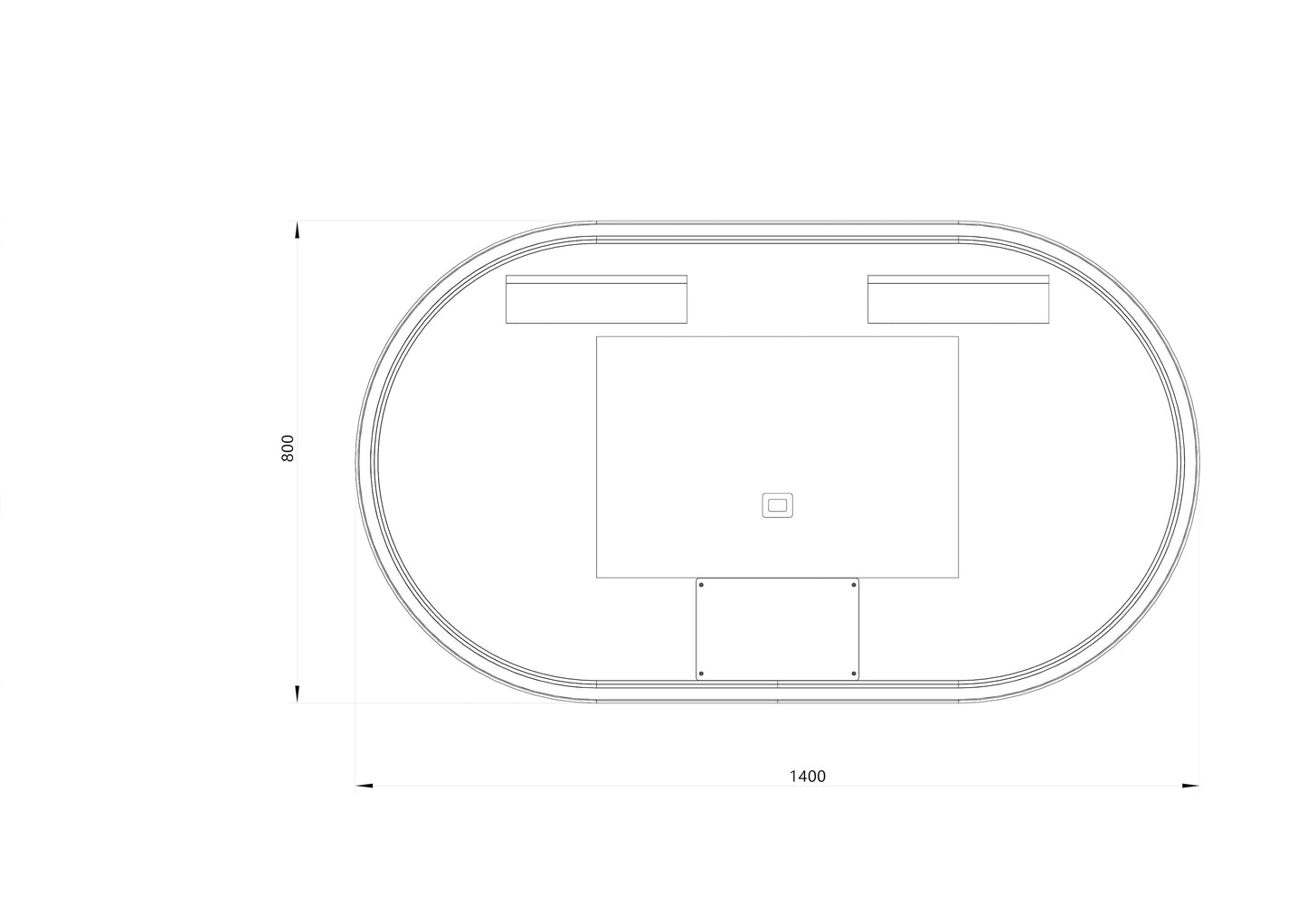 Ovalt Spejl med Lys og Antidug 140x80 cm m/sort ramme