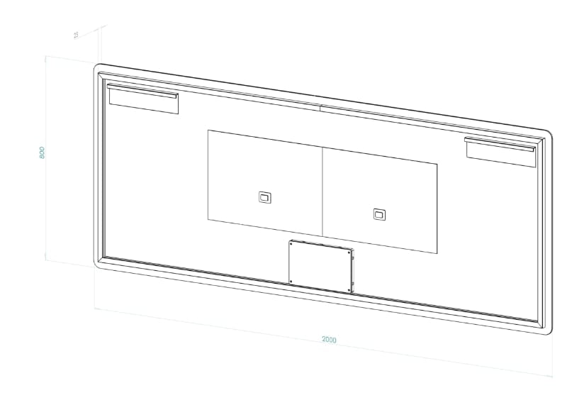 Rektangulært Spejl med Lys og Antidug 200x80 cm