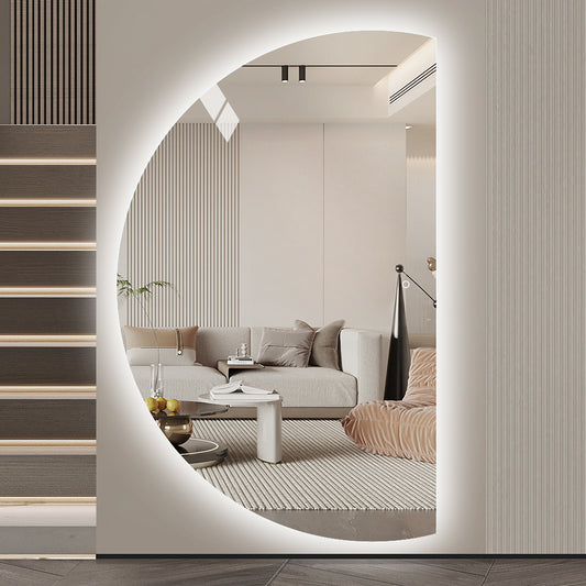 Halvcirkel spejl med LED-lys 120x200 cm (Venstrevendt)