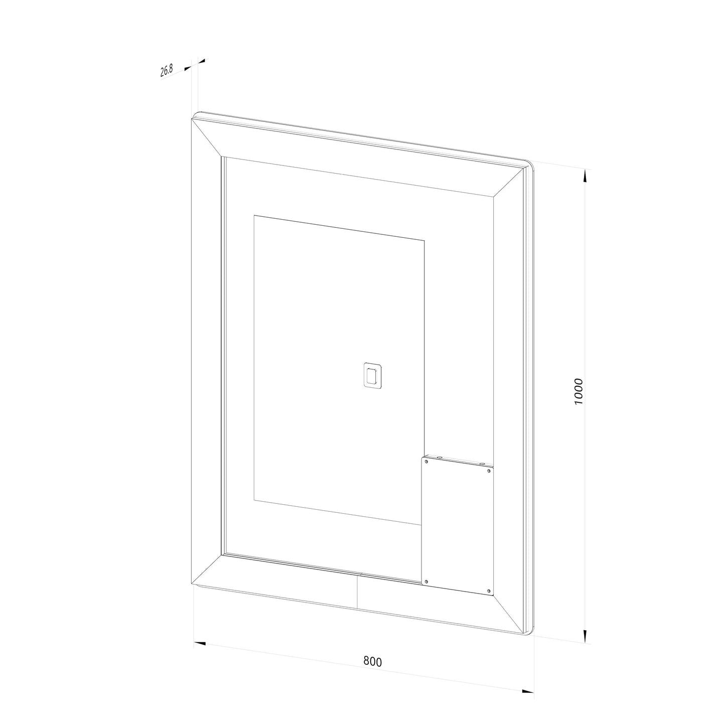 Firkantet Spejl med Frontlight LED-lys og Antidug 80x100 cm