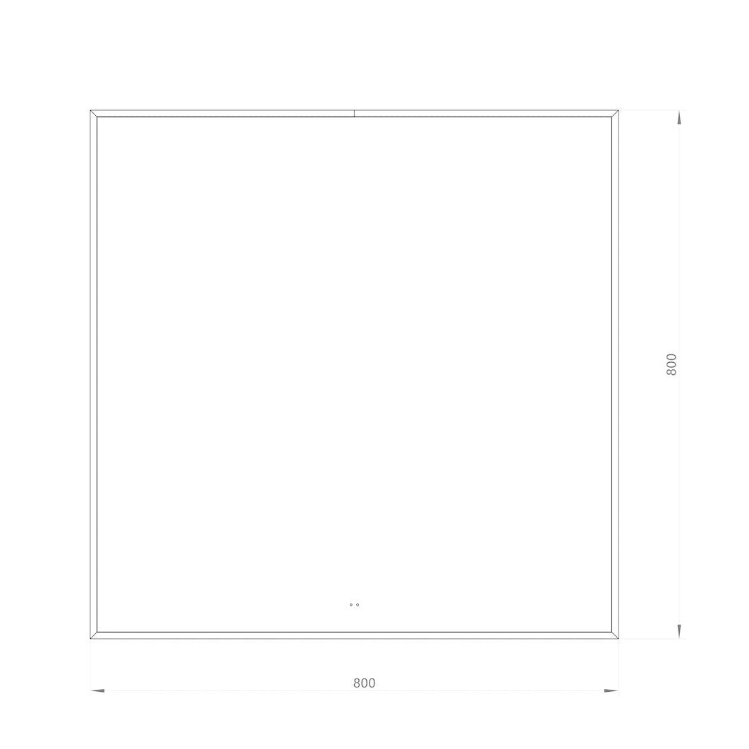 Firkantet Spejl med LED-lys i Ramme og Antidug 80x80 cm, Sort Ramme