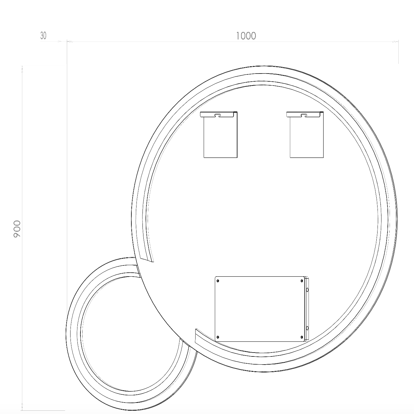 Køb dobbelt spejl med LED-lys og antidug Ø80 + Ø40 cm (Venstrevendt)