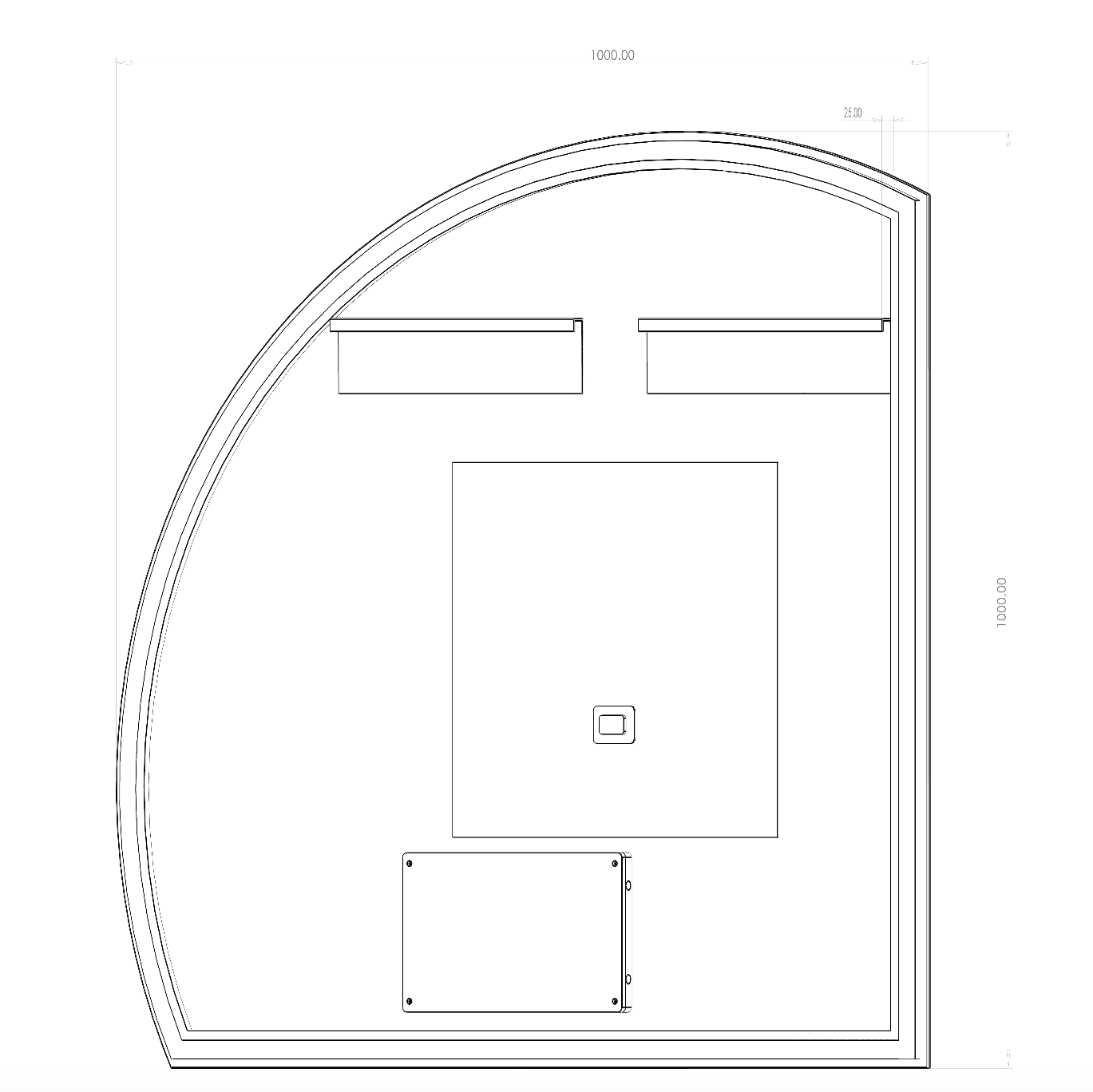 Køb halvcirkel spejl med LED-lys og antidug 100x100 cm (Venstrevendt)
