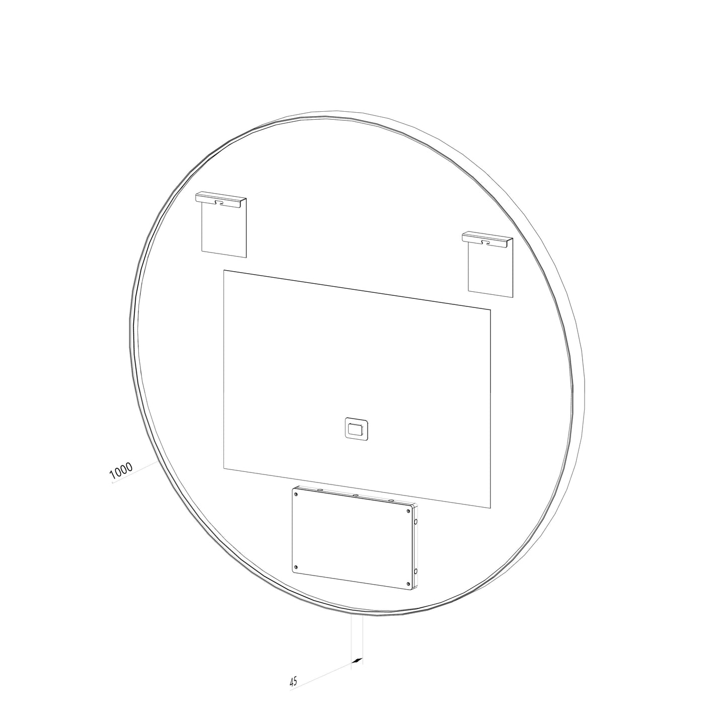 Rundt Spejl med LED-lys i Ramme og Antidug Ø100, Sort Ramme
