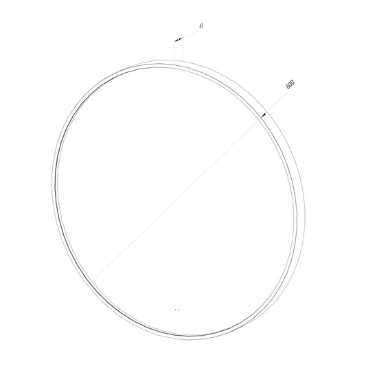 Rundt Spejl med LED-lys i Ramme og Antidug Ø80, Sort Ramme