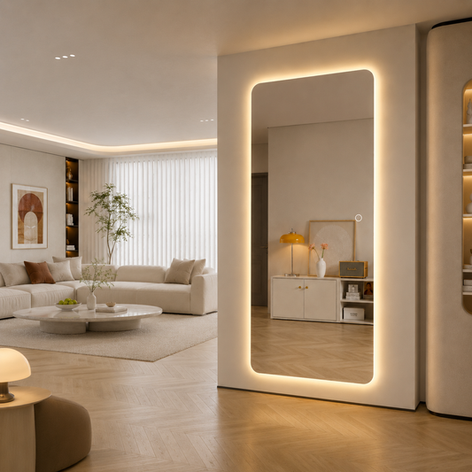 Helfigur Spejl med LED-lys 70x170 cm