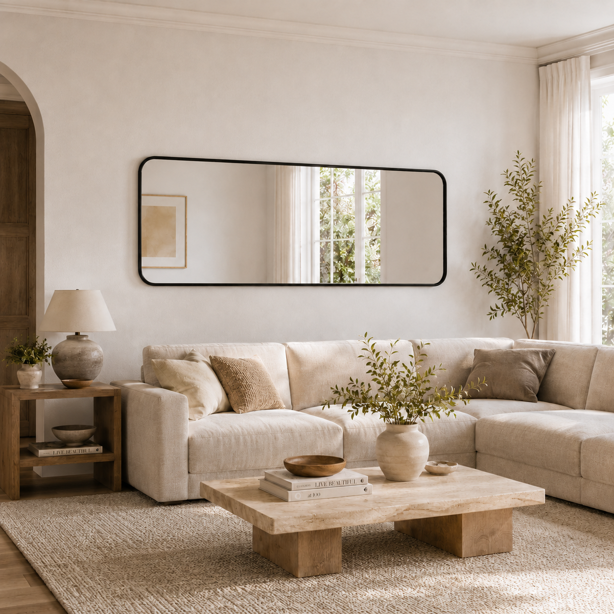 Stort Spejl 170x60 cm - Sort Ramme