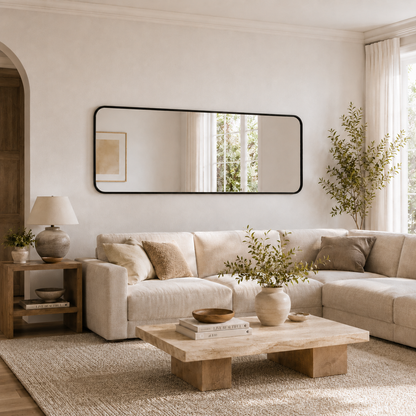 Stort Spejl 170x60 cm - Sort Ramme