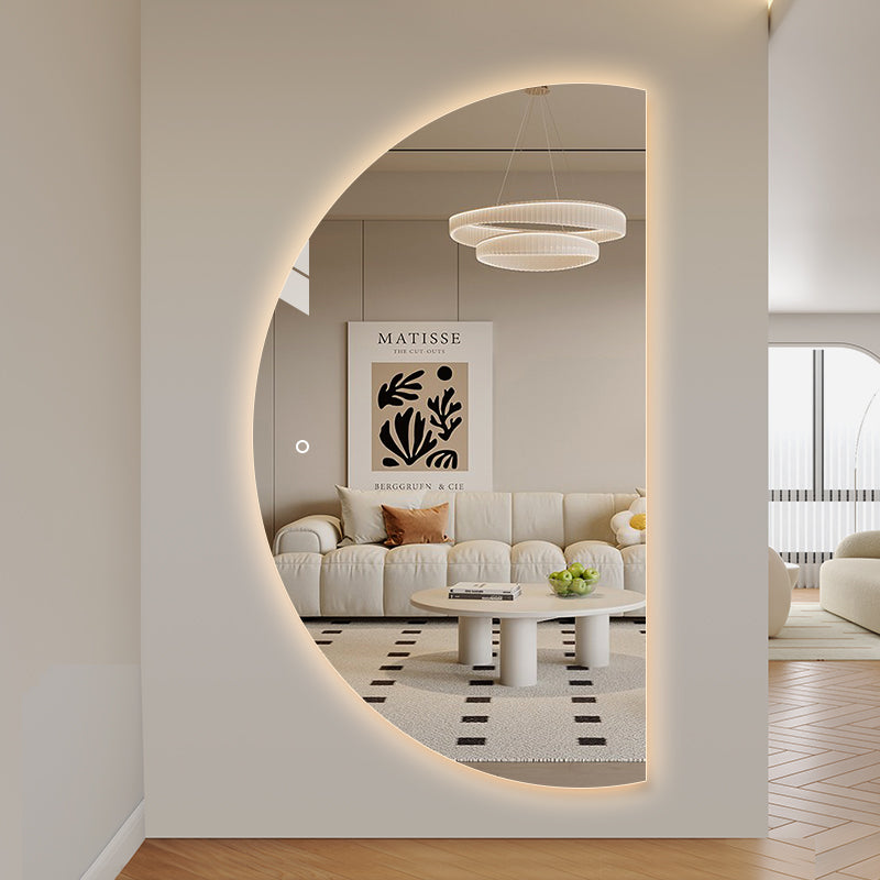 Halvcirkel spejl med LED-lys 100x180 cm (Venstrevendt)