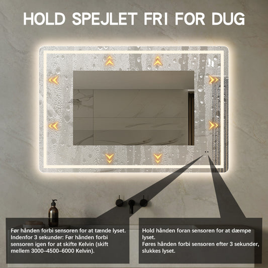 Elegant badeværelsesspejl med frontlight LED-lys 120x80cm