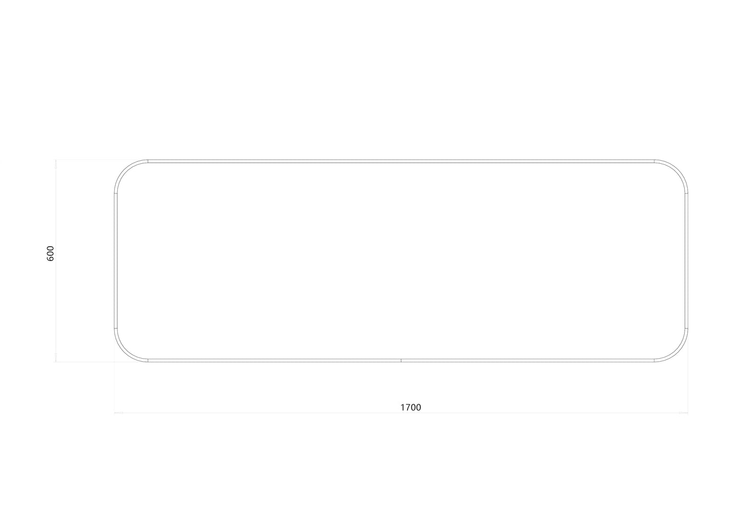 Stort Spejl 170x60 cm - Sort Ramme