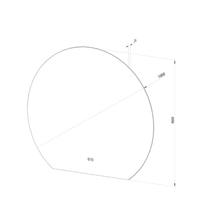 Rundt spejl med LED-lys og Antidug Ø100 cm - Skåret