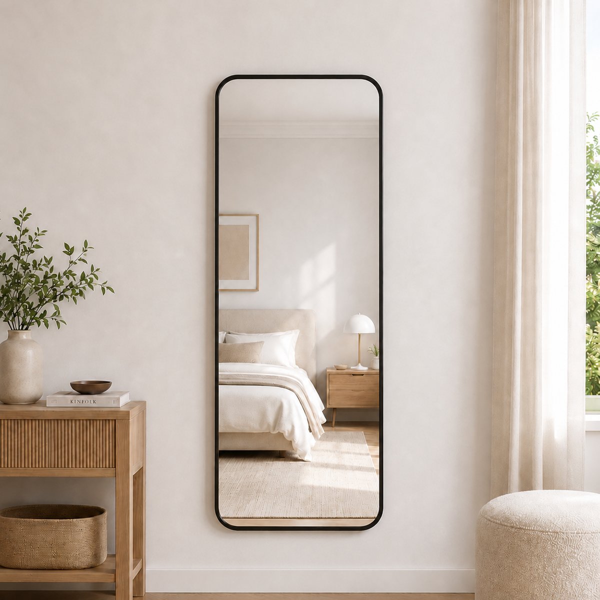 Helfigur Spejl 60x170 cm - Sort Ramme