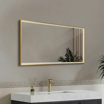 Rektangulært Spejl med LED-lys i Ramme og Antidug 120x80 cm, Guld Ramme