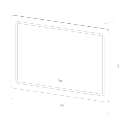 Firkantet Spejl med LED-lys (front + backlight) og Antidug 120x80 cm