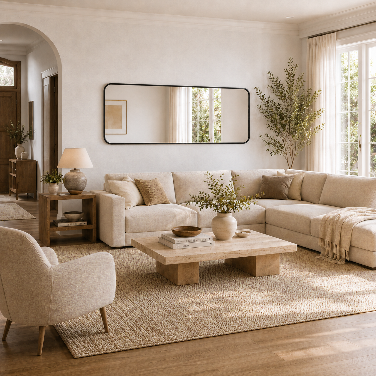 Stort Spejl 170x60 cm - Sort Ramme