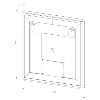 Kvadratisk spejl med LED-lys (front + backlight) og Antidug 80x80 cm