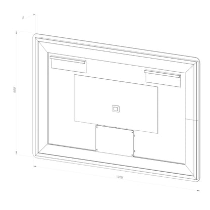 Firkantet Spejl med LED-lys (front + backlight) og Antidug 120x80 cm