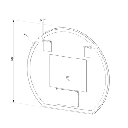 Rundt spejl med LED-lys og Antidug Ø100 cm - Skåret