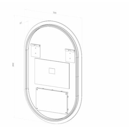 Ovalt Spejl med LED-lys og Antidug 50x80 cm