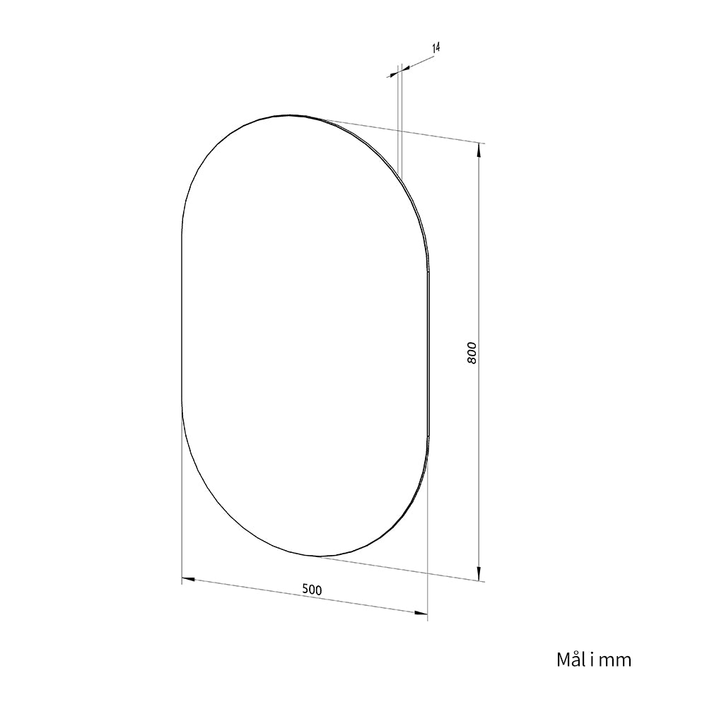 Ovalt Spejl 50x80 cm