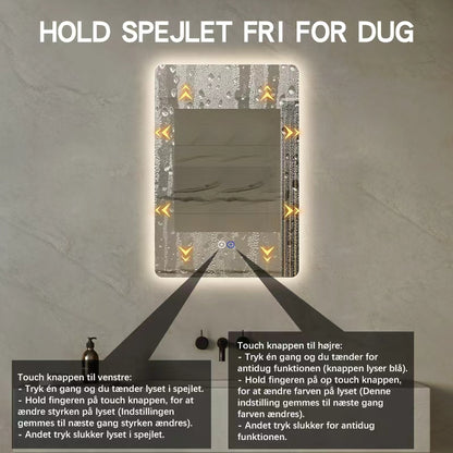Rektangulært Spejl med LED-lys og Antidug 50x80 cm