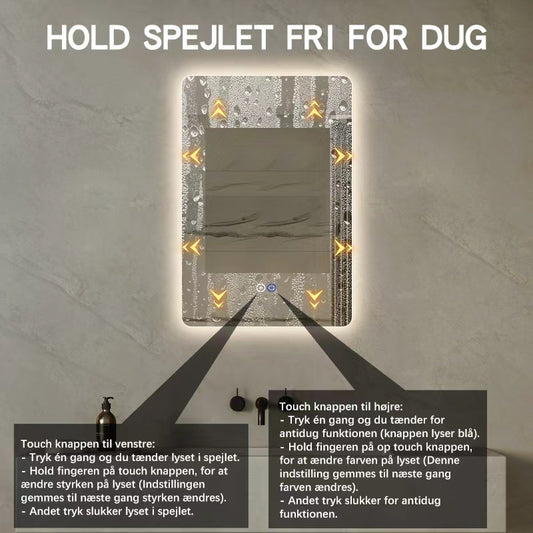 Rektangulært Spejl med LED-lys og Antidug 50x80 cm