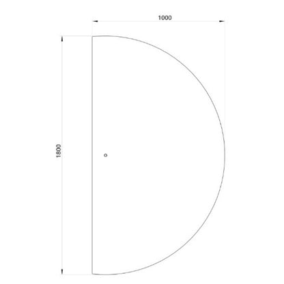 NYHED: Halvcirkel spejl med LED-lys 100x180 cm (Højrevendt)