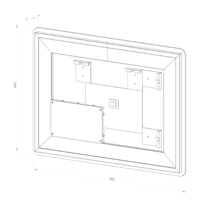 Firkantet Spejl med LED-lys (front + backlight) og Antidug 80x60 cm