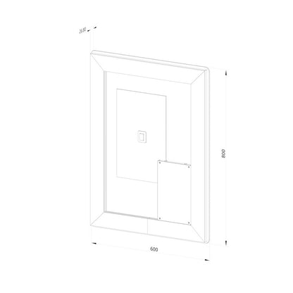 Firkantet Spejl med LED-lys (front + backlight) og Antidug 60x80 cm