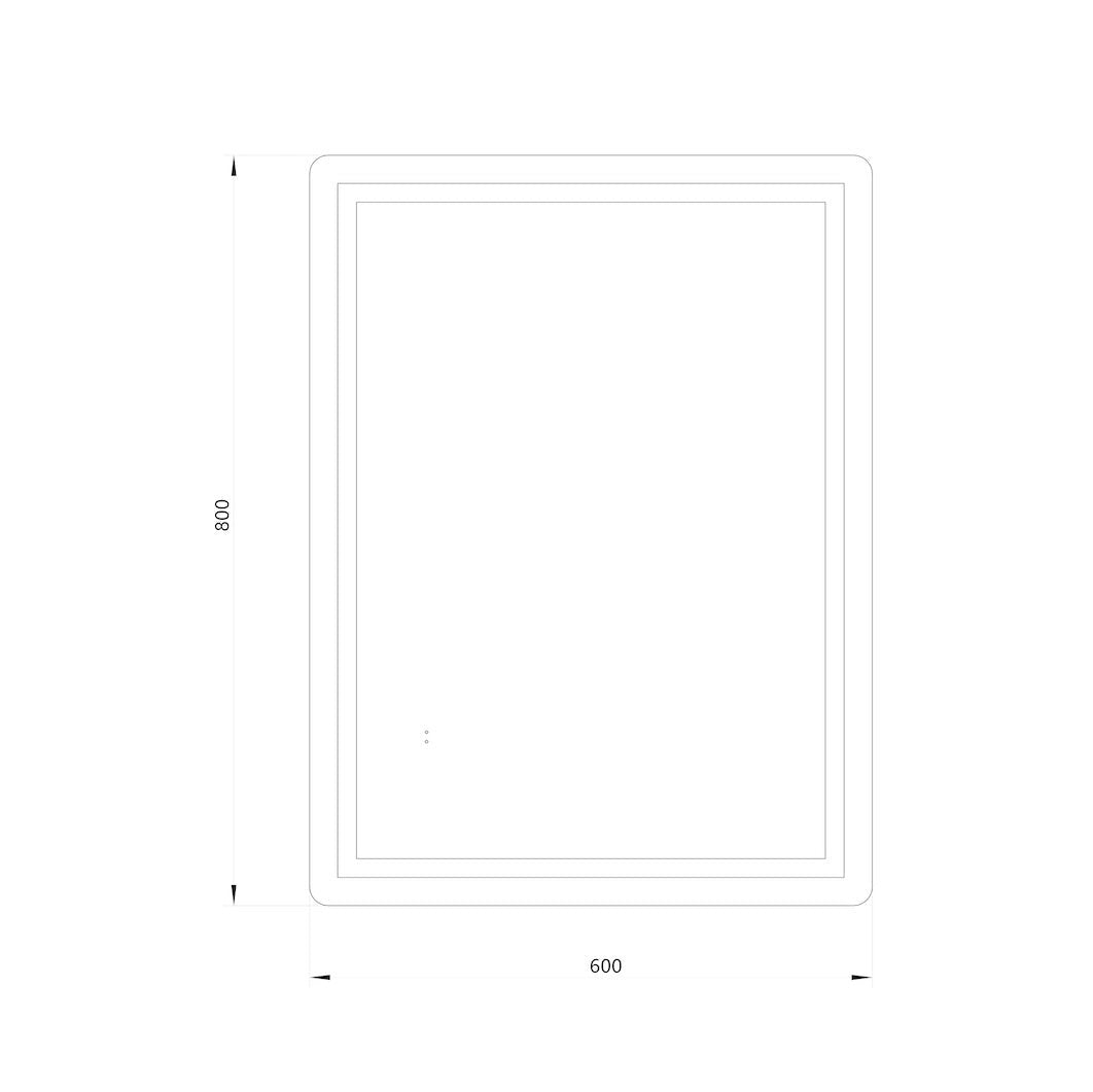 Firkantet Spejl med LED-lys (front + backlight) og Antidug 60x80 cm