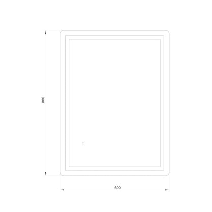 Firkantet Spejl med LED-lys (front + backlight) og Antidug 60x80 cm