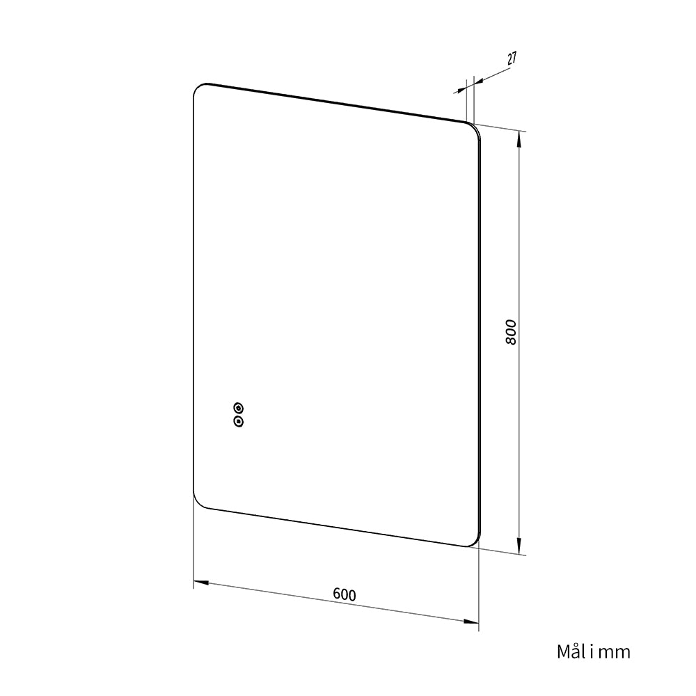 Rektangulært Spejl med LED-lys og Antidug 60x80 cm
