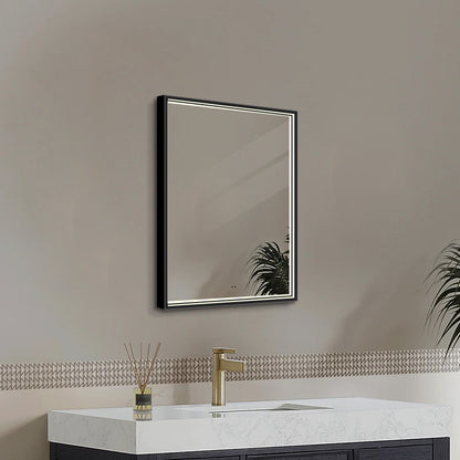 Rektangulært Spejl med LED-lys i Ramme og Antidug 60x80 cm, Sort Ramme