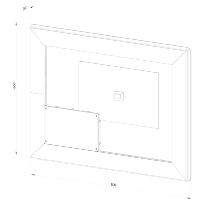 Firkantet Spejl med LED-lys (front + backlight) og Antidug 80x60 cm