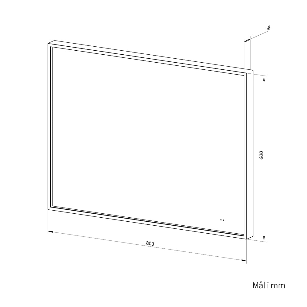 Rektangulært Spejl med LED-lys i Ramme og Antidug 80x60 cm, Guld Ramme