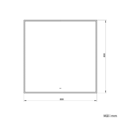 Firkantet Spejl med LED-lys i Ramme og Antidug 80x80 cm, Guld Ramme