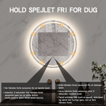 Rundt Spejl med Frontlight LED-lys og Antidug Ø60 cm